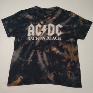 ACDC Hells Bells T-Shirt Mens 2XL Tie Dye Back In Black Rock n Roll Metal
